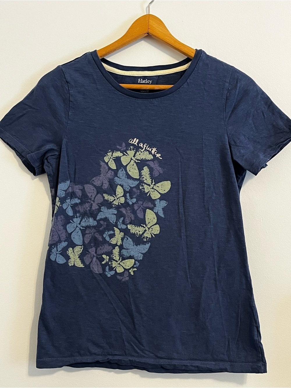 Hatley Butterfly Fitted Graphic Tee Short Sleeve All A Flutter Cotton Medium
